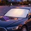 Parking Front Windshield Cover, Foldable Reflective Silver Cover for Broad Glass Area Coverage and Daily Use Design