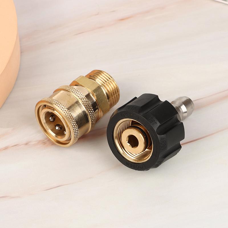 Pressure Washer Adapter Set Couplers Swivel M22-14Mm/15Mm To 1/4 Quick Hitch For High Pressure Wash Gun & Hose