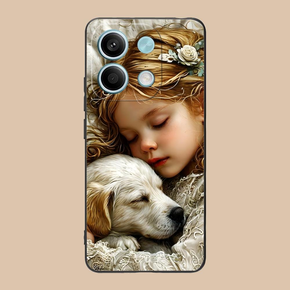 Girl Dog Puppy Matte TPU Mobile Phone Case for Xiaomi 15 14 13 12 Mi 11 T Ultra Lite Pro S X 5G Colorful Printing Cover