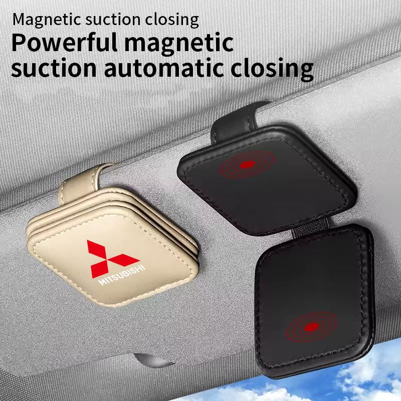 Car Glasses Clip, Glasses Holder, Card Storage Clip for Mitsubishi Pajero Sport Eclipse Cross L200 Colt Delica Ralliart Triton