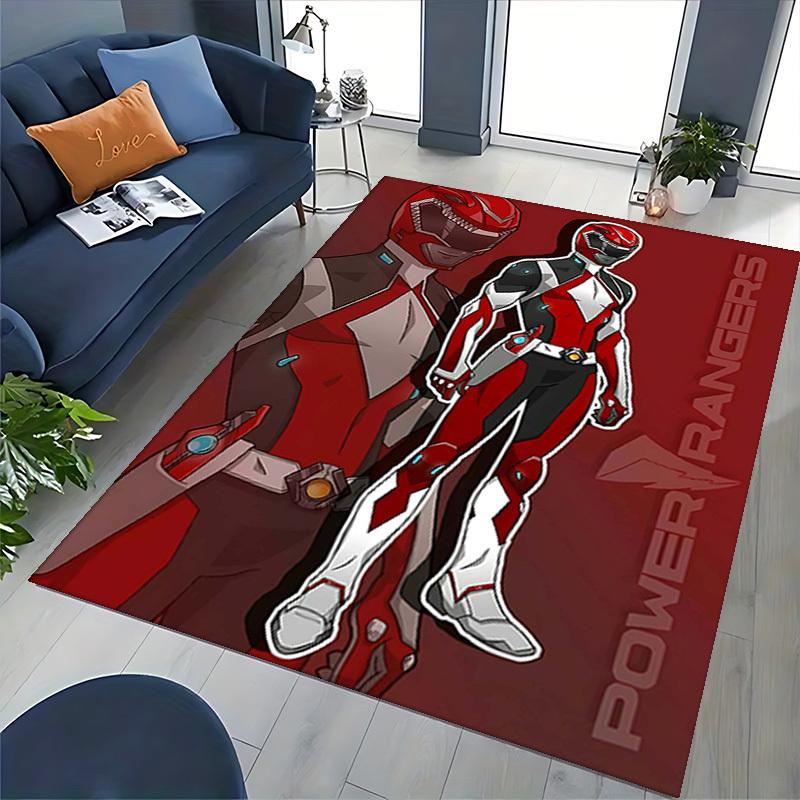1pc Power Rangers Red Ranger Anime Cartoon Design Office Chair Mat Non-Slip Carpet for Home Decor, Living Room, Bedroom, Game Room - Suitable for All