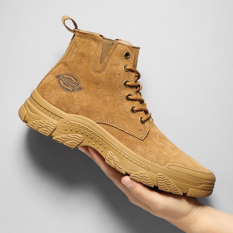 

Fashion Men All-match Men s Motorcycle Boots Handmade Mens Lace-Up Sneakers Luxury Brand Men Ankle Boots Leather Hot Sale High Top Shoes 44 светло-коричневого