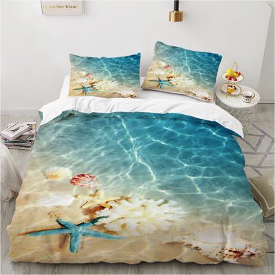 Seashells Bedding Set Duvet Cover Set 140x200cm 240x220cm Soft Hypoallergenic Queen/King Size Bedding Set Vacation Style Bedroom