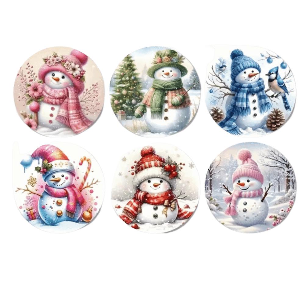 6pcs Snowman Santa Claus Coaster Wooden Coffee Cup Mat Christmas Drink Coaster  Christmas Party