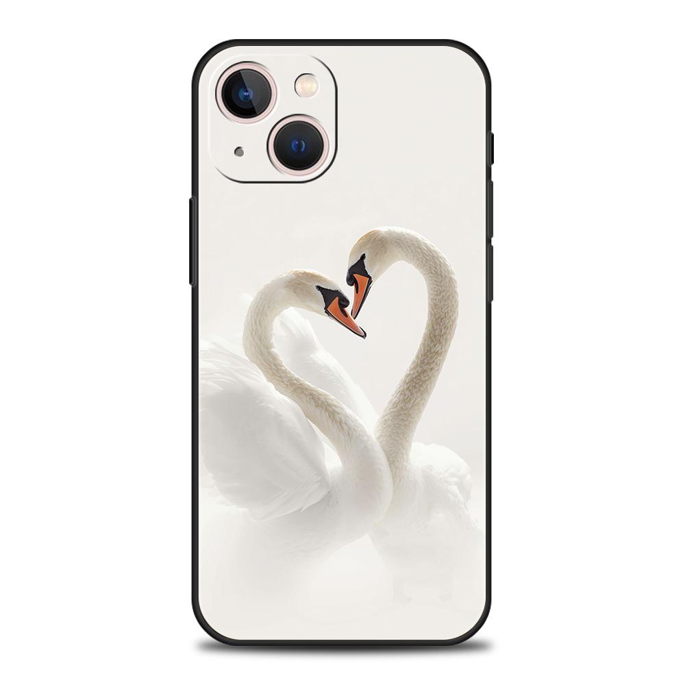

Чехол для телефона для iPhone 17 16 15 14 13 12 Pro Max 11 Pro Max 17 AIR Plus Ударопрочный Мягкий ТПУ Корпус Элегантный Дизайн Белого Лебедя iPhone 13