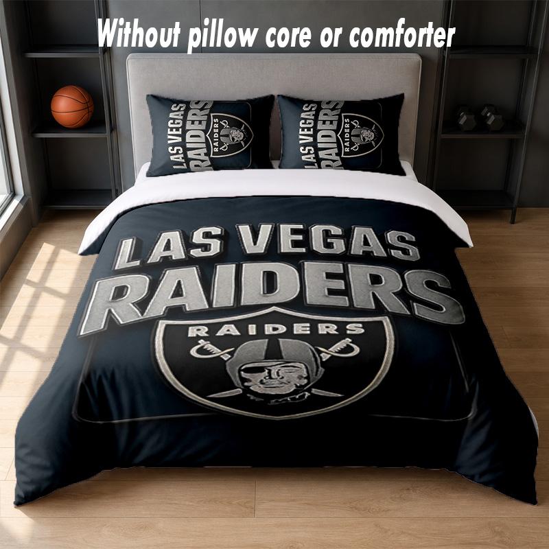 Las Vegas Raiders Design Bed Bedding Set 1 Duvet Cover + 2 Pillowcases Soft Breathable Household Bed Linens