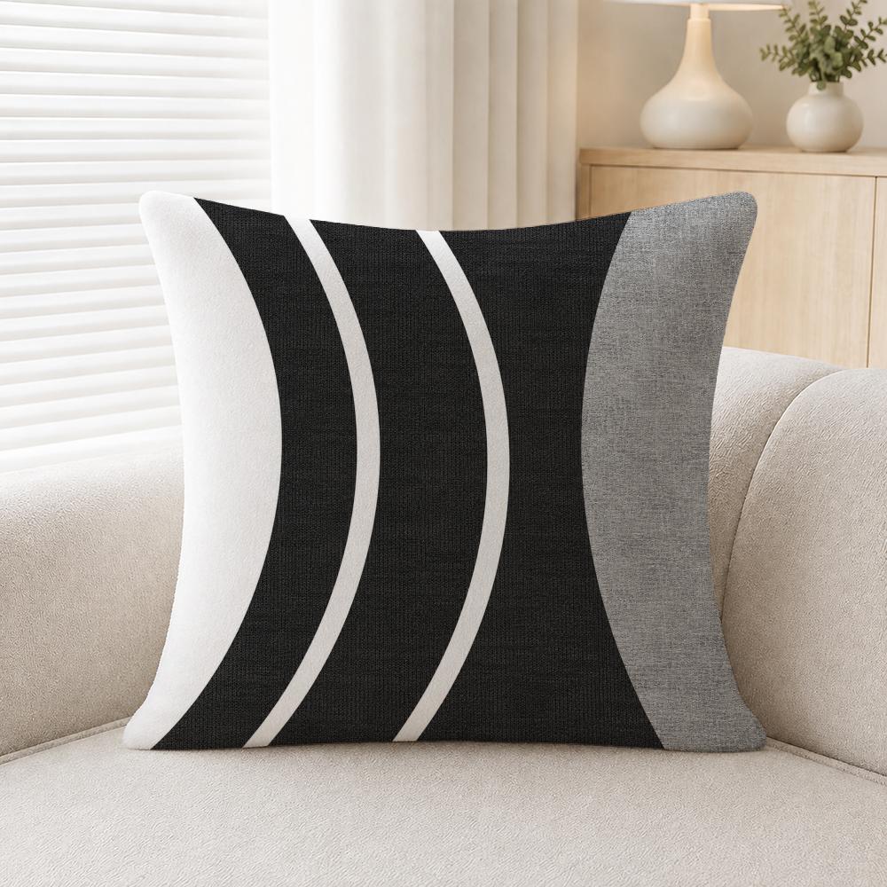 Pattern Modern Black And White Geometric Pattern Cushion Cover Soft Plush Fluffy Throw Pillow Cases For Sofa Bedroom Home Decor