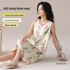 Cute Cartoon Summer Cotton Nightgown with Removable Pads for Women