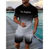 The Summer New Men's Set Features 3D Printed Casual and Fashionable Gradient Outdoor Clothing