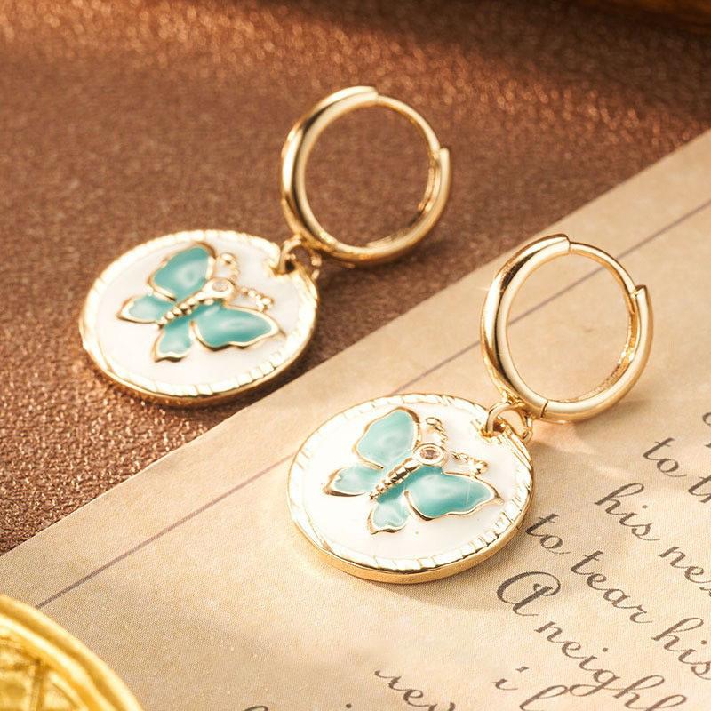 French Retro Exquisite Court Style Commuter Butterfly Elegant Earrings, High-end Design Women's Light Luxury Ear Jewelry