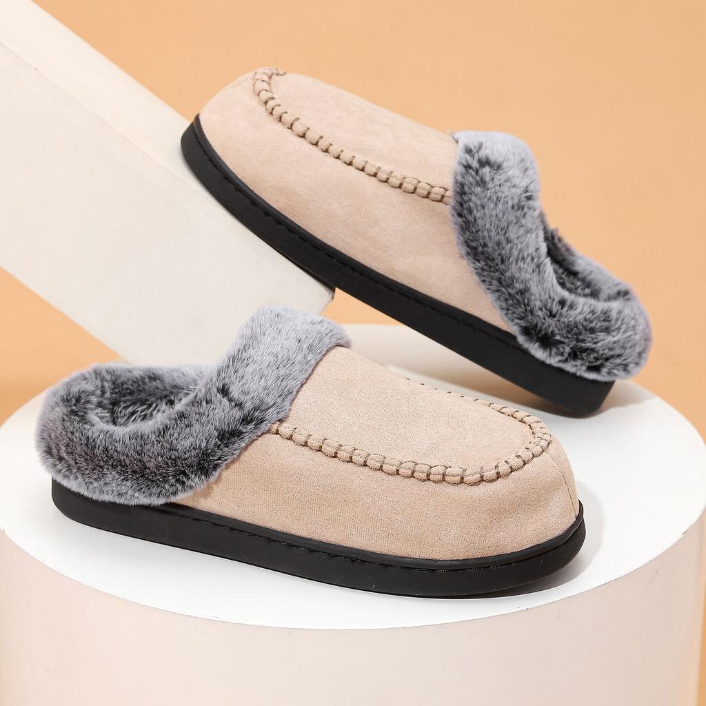 New men's faded wool mark shoes to keep warm at home and wear piled non-slip thickened cotton slippers