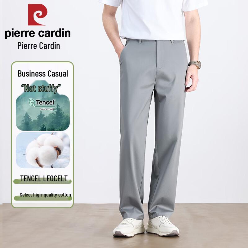 Pierre Cardin Men's Cooling Tencel Straight-Leg Casual Trousers