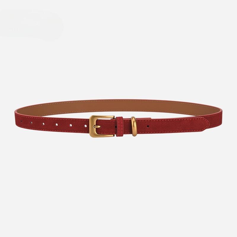 Retro Versatile Women's Genuine Leather Belt Matte Pin Buckle Simple Fashion Decorative Pants High-end Leather Belt Women