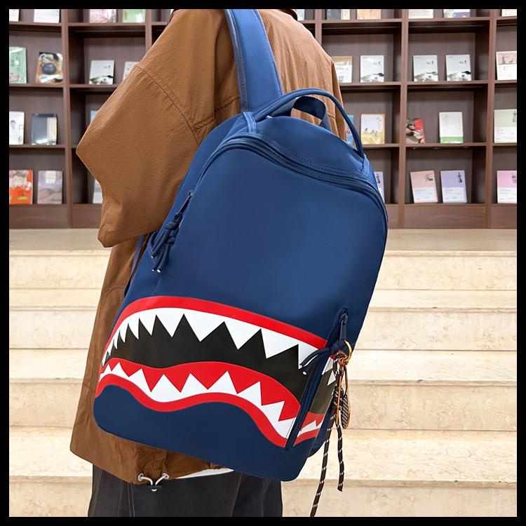Schoolbag Men's Backpack Travel Bag Fashion Backpack Student School Bag Large Capacity Street Trend Shark Bag