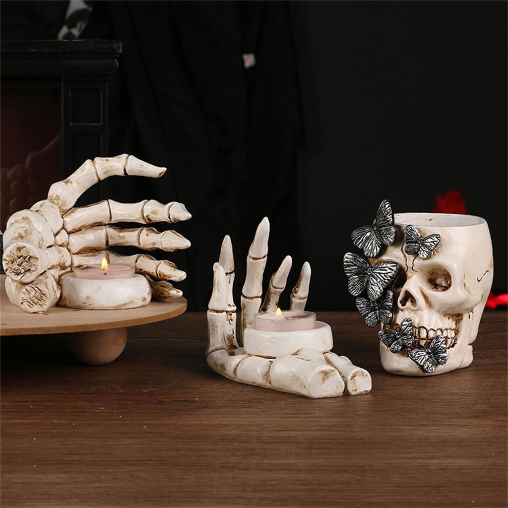 Halloween Decorative Pencil Holder Skull Butterfly Pen Cup Resin Pen Organizers Makeup Brush Holder for Desk Decoration