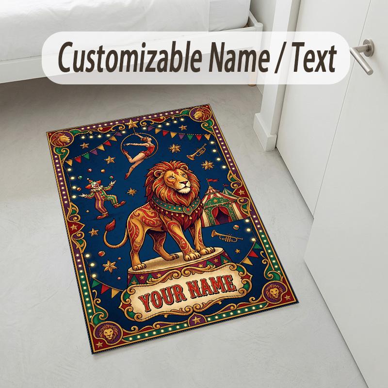 Christmas Theme Soft Crystal Velvet Rug Custom Name & Text Print Non Slip Floor Rug for Bedroom Living Room