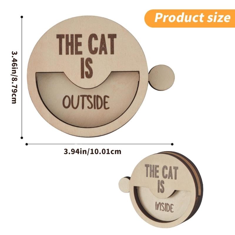 Natural Wood Cats Sign Reminder Cats Inside Outside Wall Hanging Decoration Door Sign For Pet Lover And Balcony Window
