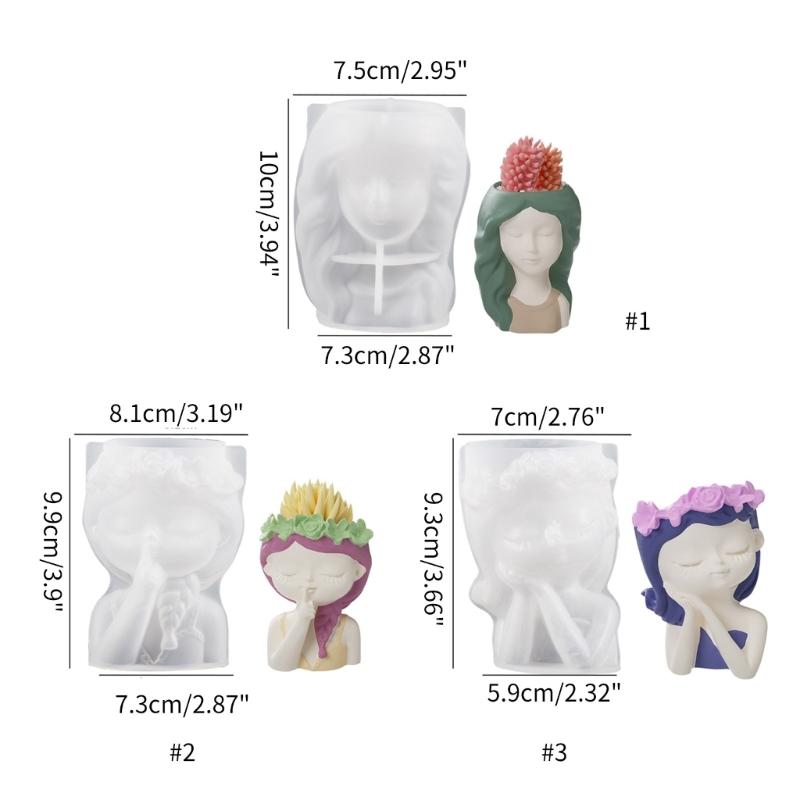 Flower Pot Silicone Mold 3D Girl Succulent Planter Concrete Mold DIY Craft Vase Resin Epoxy Mold DIY Pen Holder Decor