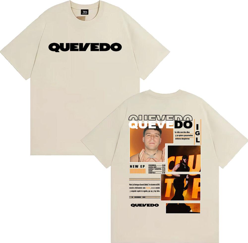 Rapper Quevedo Buenas Noches IGL 2026 Tour T-shirts Men Women Fashion Hip Hop Punk T-shirt O-Neck 100% Cotton Oversized T Shirts