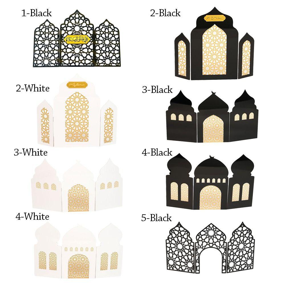 Multicolor Ramadan Ornament Folding Screen Acrylic Three-dimensional Eid Mubarak Desktop Screen Hollow Out Castle
