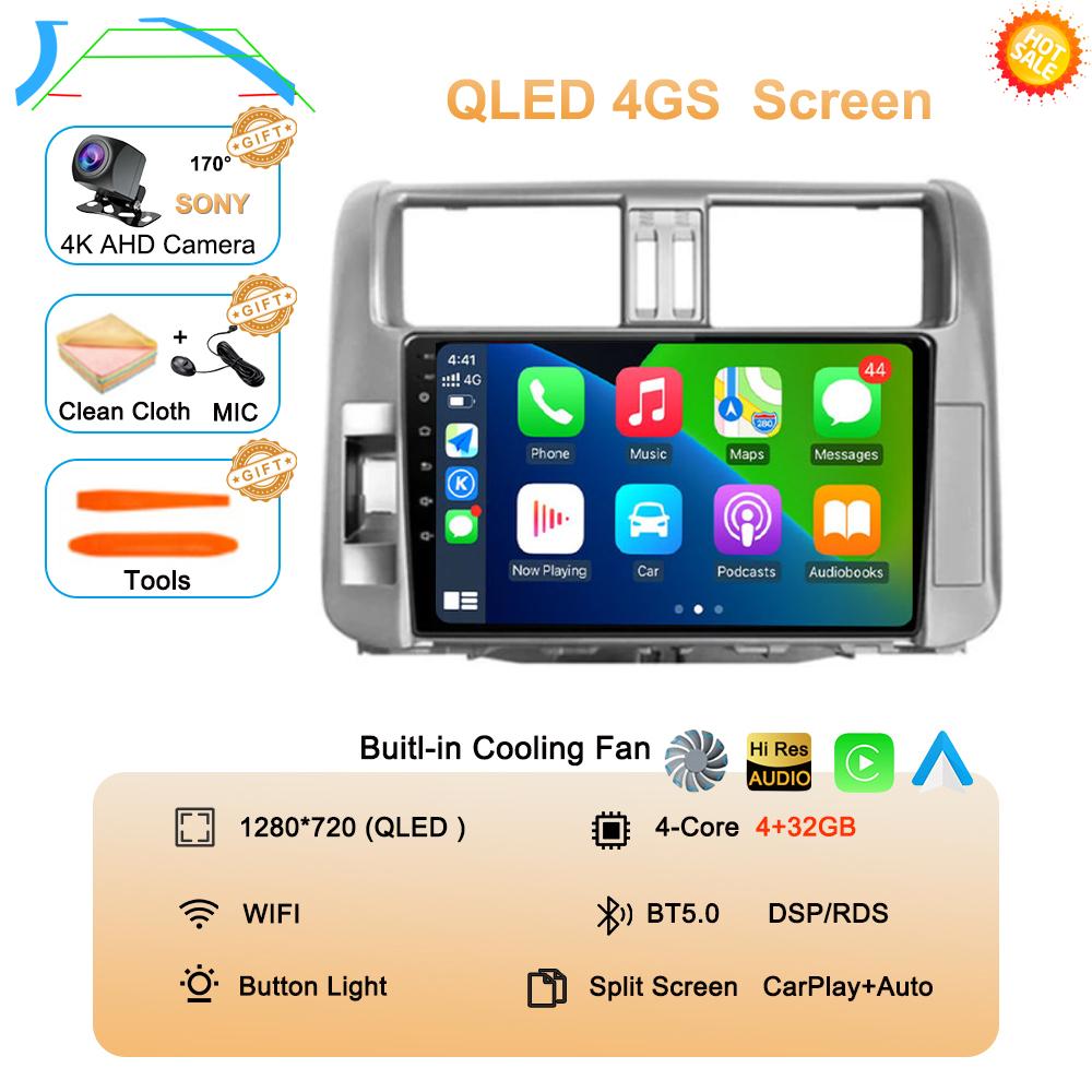 For Toyota Land Cruiser Prado 150 2009-2013 Android 14 Carplay Car Radio Multimedia Video Player Navigation Stereo Head Unit DSP