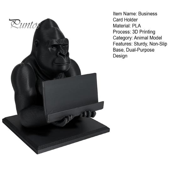 Gorilla Business Card Holder 3D Printed Holder Phone Stand Cool Desktop Desk Organizer for Office Figurine Home Decor Gift Colleagues Multifunctional
