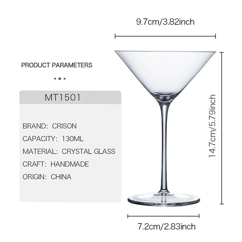 MT1501 CRISON Crystal Glass Bar Martini Cocktail Glass Champagne Wine Glass Wedding Party Home Glass Cup 130ml