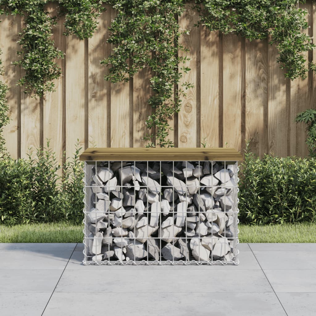 Vidaxl Gartenbank mit Gabione, 63x44x42 cm, Imprägniertes Kiefernholz