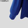 INCERUN Autumn Men High Cowl Neck Long Sleeve Ruffled Irregular Casual Tops T-shirts