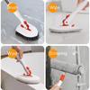 Tub Tile Scrubber Brush Cleaning Brush 52.3" Adjustable Telescopic Pole Stiff Bristles Scouring Pads for Bathroom Kitchen Toilet