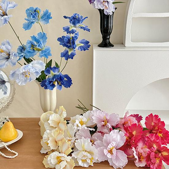 Iris Artificial Flower Realistic Faux Iris Flowers 33" Soft Fabric Indoor Outdoor Decor for Wedding Bridal Bouquets
