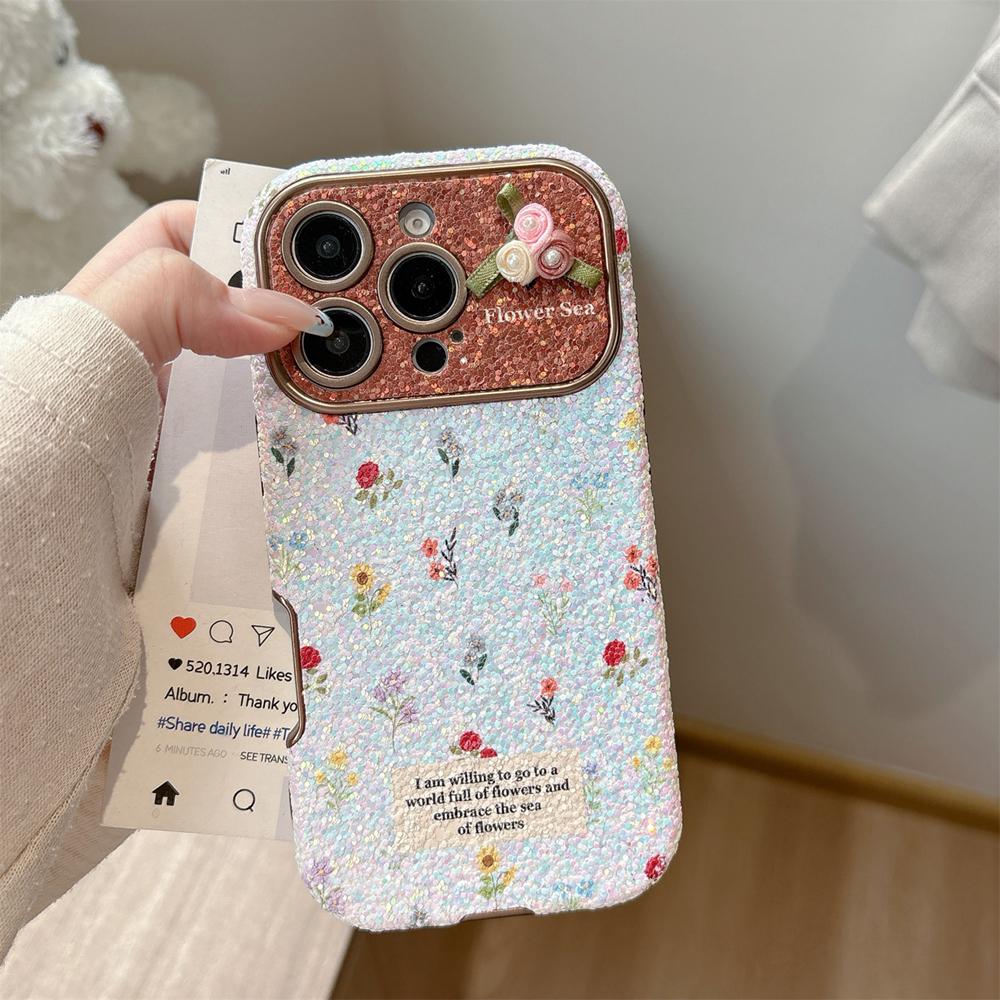 KEYSION Women Girl's Retro Floral Flower Phone Case for iPhone 14 15 16 17 Pro Max Rounded Edges Silicone Shockproof Back Cover