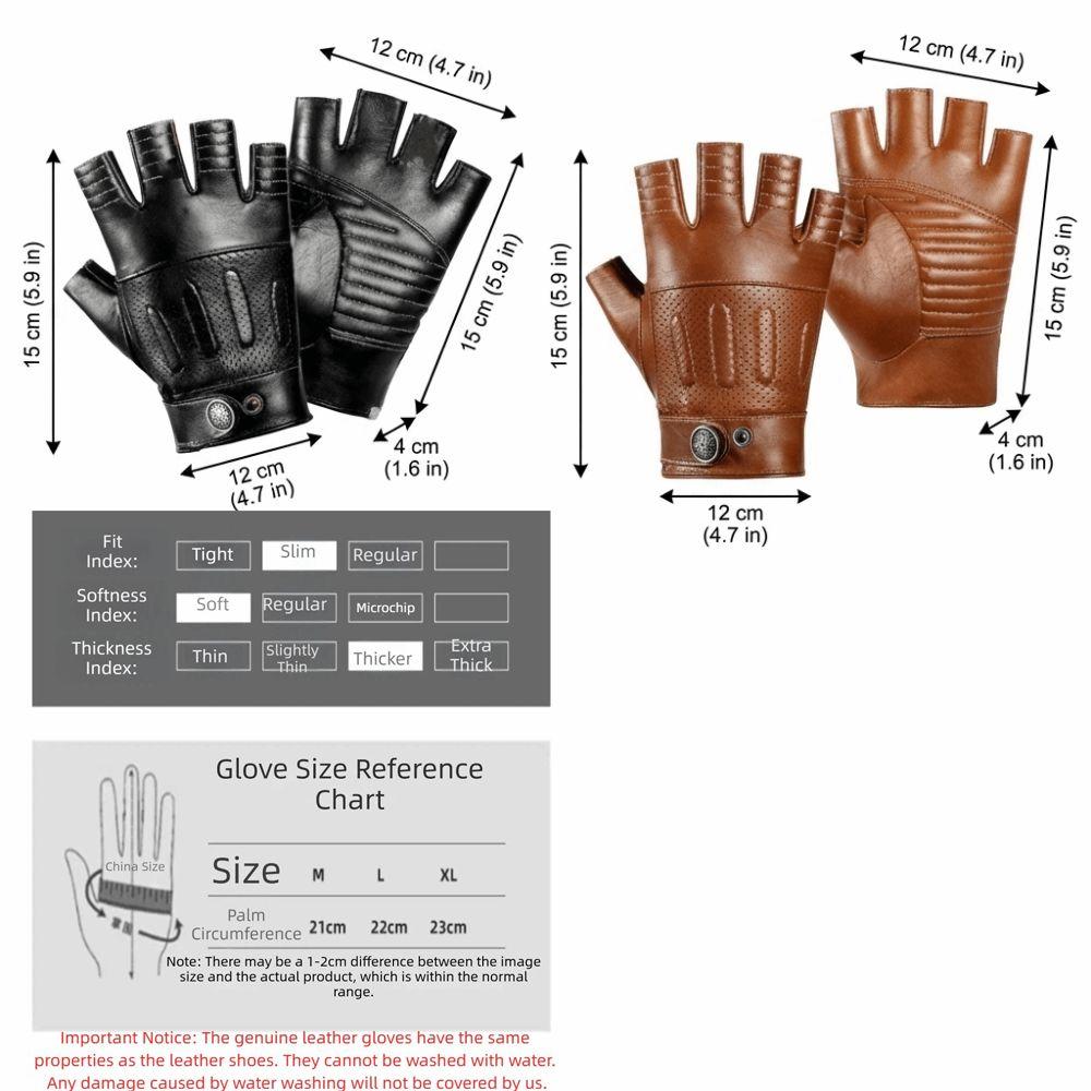 Lightweight Design Half Finger Gloves Genuine Leather Gloves  Daily Outdoor Use