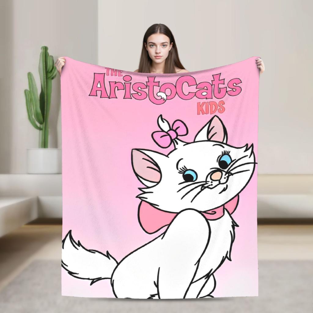 Marie Cat Cartoon  Warm Soft Blanket  Camping Plush Throw Blanket Fashion Home Decor Flannel Bedspread Sofa Bed Cover
