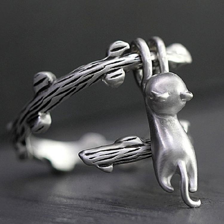 Open Finger Rings Adjustable Rings Cats Climbing Branch Finger Jewelry Alloy Texture Suitable for Fashion Lover Present