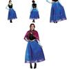 Incantevole Vestito di Carnevale della Principessa Anna con Mantello Staccabile per le Avventure Cosplay delle Bambine