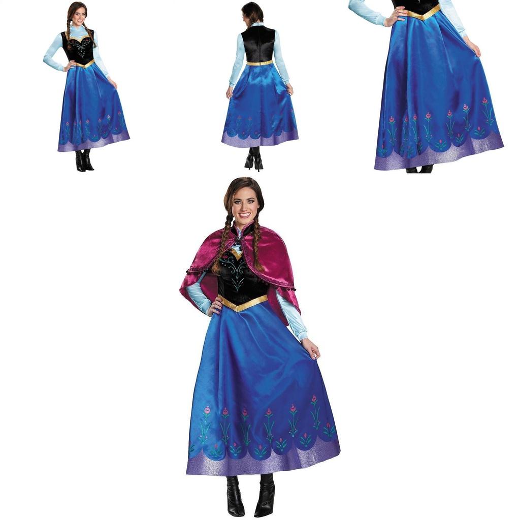 Incantevole Vestito di Carnevale della Principessa Anna con Mantello Staccabile per le Avventure Cosplay delle Bambine