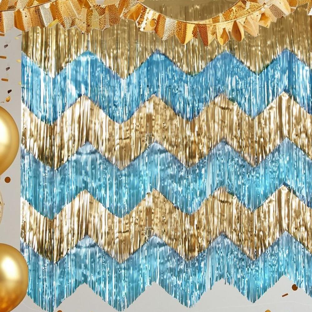 3PCS 50x200cm Wave Rain Silk Curtain Decorative Exquisite Glitter Rain Curtain PET Party Backdrop Curtains