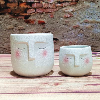 Vaso da Fiori in Ceramica Forma di Viso Cartone Animato Contenitore per Piante Succulente Verdi Vaso Testa Carino Fioriera da Giardino Piante Accessori