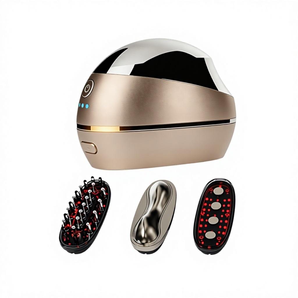 New Style Detachable Magnetic Three-Head Red Light EMS Microcurrent Hot Cold Compress Beauty Device Hair Nourishing Massage Comb