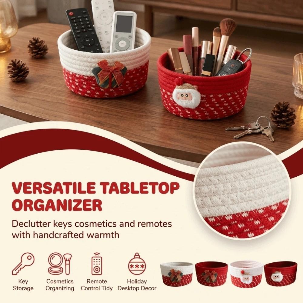 Multifunctional Christmas  Storage Basket Cotton Rope Woven Candy Storage Basket  Key