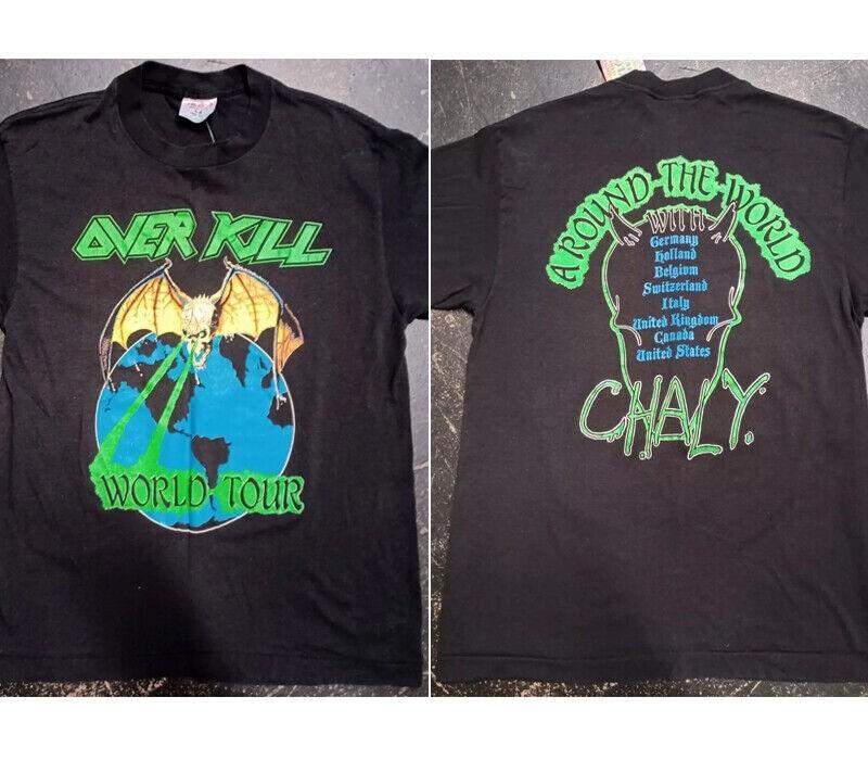 1980s Overkill Around The World Tour 2 side black Unisex shirt Unisex T-Shirt M