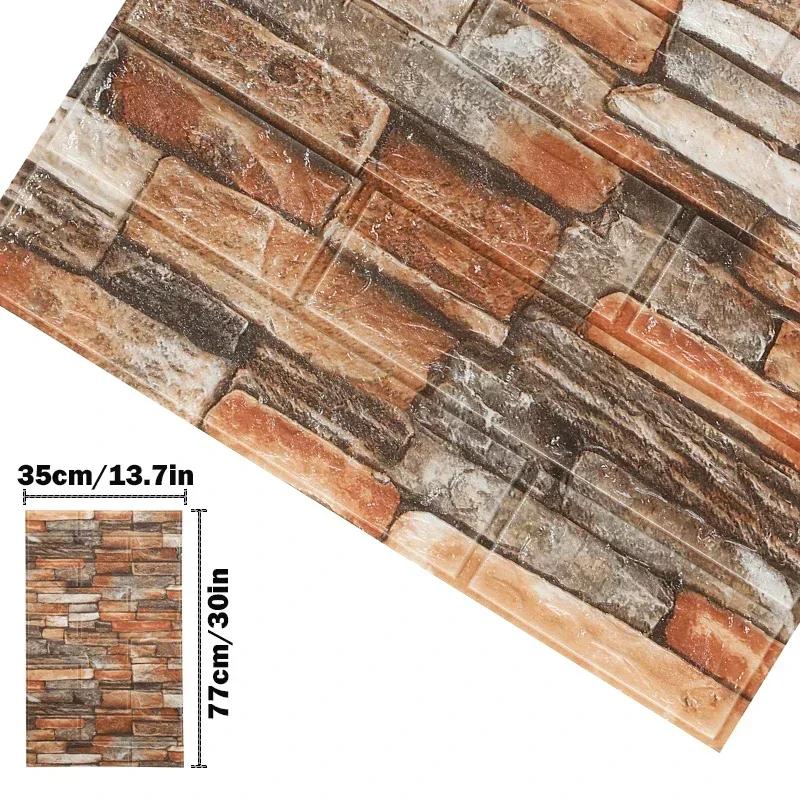 12pcs Foam 3D Thickened Wall Stickers Self-adhesive Decorative Waterproof Wallpaper for Living Room Bedroom Home Decoration