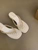 Fashion Slippers Women Summer Shoes Square Heel Rubber Flip Flops Heeled Mules Slides Block Hawaiian High Retro Scandals Square Heel Sho