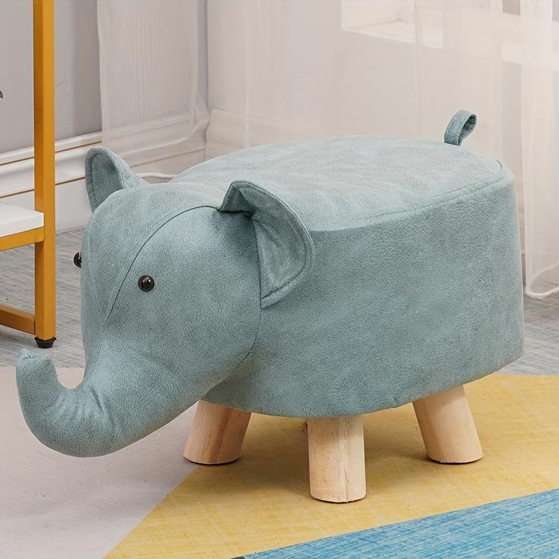

1 Elephant Stool Children s Animal Stool Cute and Creative Elephant Stool Solid Wood Technology Cloth Perfect for Living Room синий