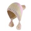 Rainbow Gradient Braided Wool Hat for Women Winter Showing Face Small Warm Lei Feng Hat Sweet Big Head Circumference Knitted Pullover Hat