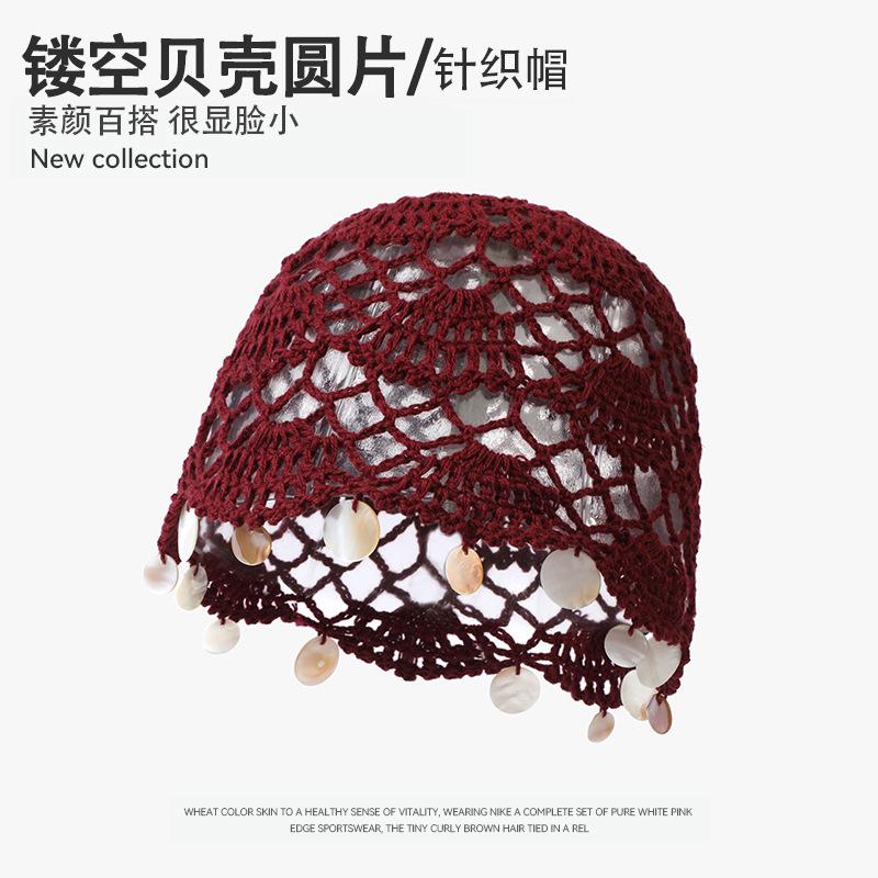 Beret women's autumn and winter handmade knitted wool hat double-layer warm and windproof retro niche stacked bag head cold hat