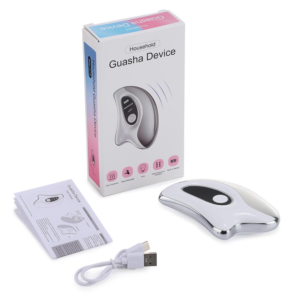 

Electric Gua Sha Face Massager Heated Vibration Facial Scraping Tools Double Chin Skin Face Lifting білий