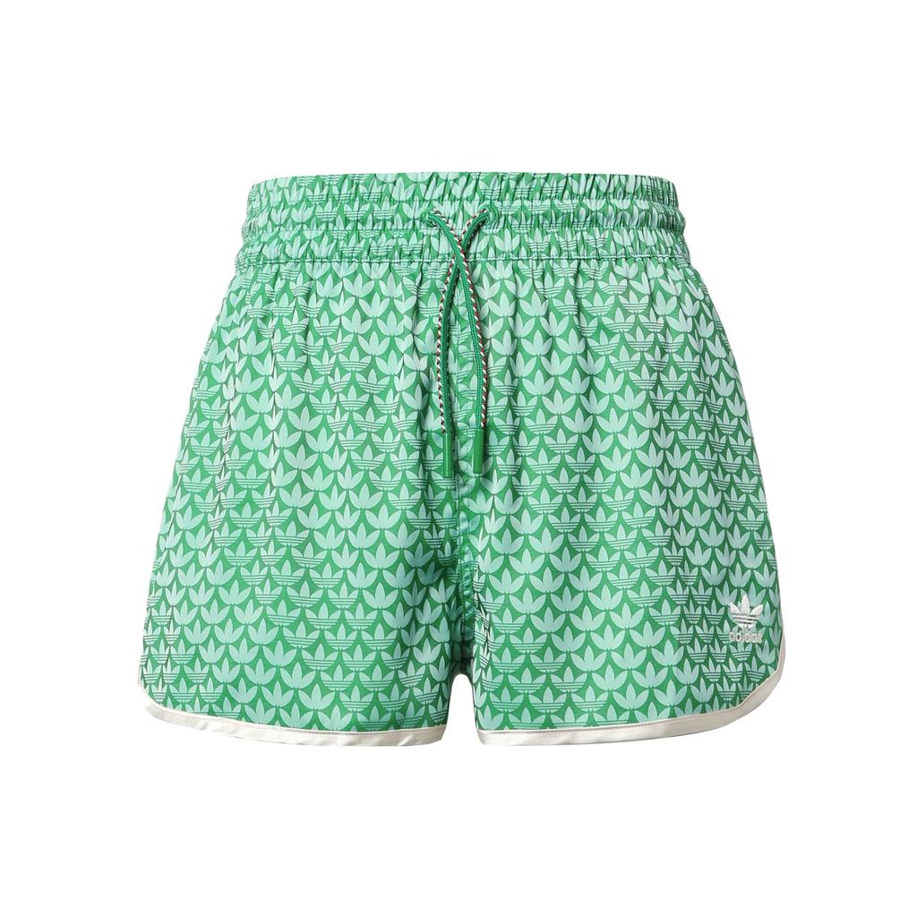 Adidas Originals Logo Print Straight-Leg Casual Shorts Women Bottoms Green IK7888