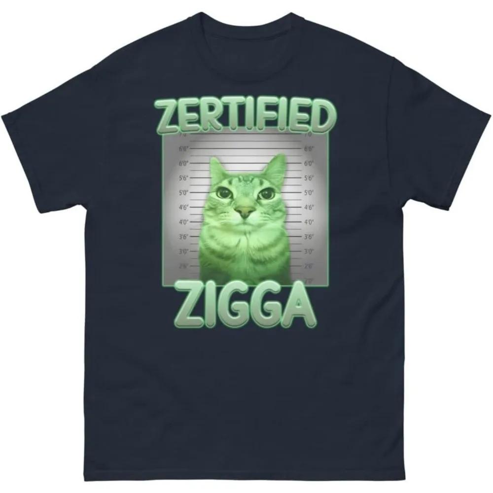 Hip Hop Y2K Zertified Zigga Fun Alien Cat Meme T-shirt Men s T-shirt Four Seasons Suitable for Both Men and Women 4XL